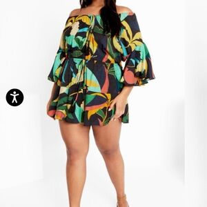 City Chic Multicolor Off-Shoulder Romper